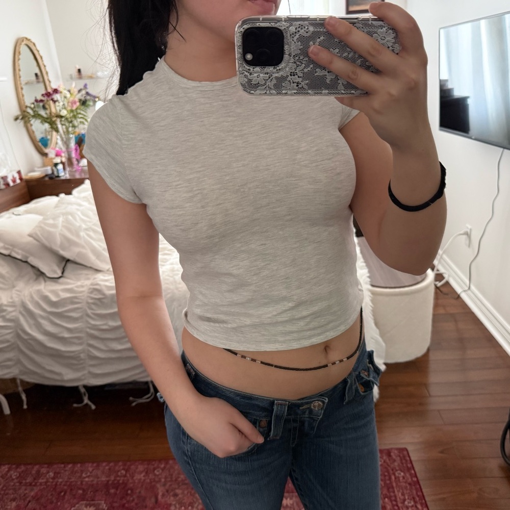 Divided Heather Gray Crop Top